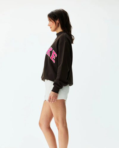 Espresso and Pink Heritage Pullover