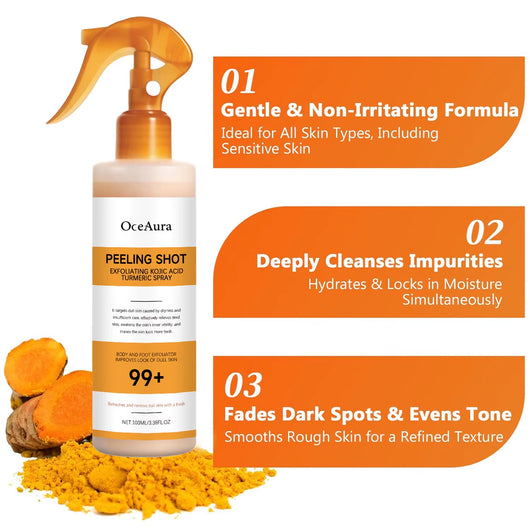 Body Keratin Care Kojic Acid Turmeric Spray Gently Exfoliating Peeling Solution Nourishing Hydrating Skin Care All Skin Types