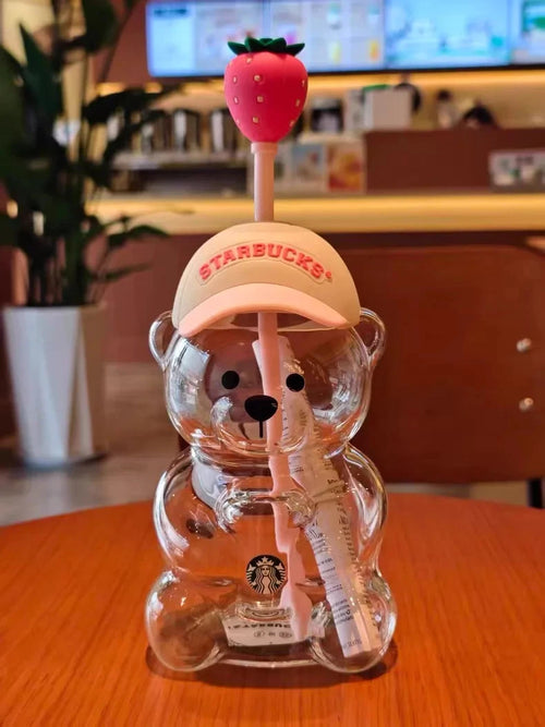 2026 New Bearista Bear Cup Tumblers Strawberry Topper Baseball cap
