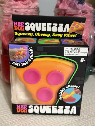 Squeezza Pizza Squishy Toy Yellow Crust Orange Cheese