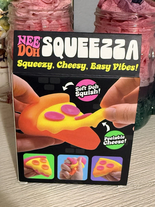 Squeezza Pizza Squishy Toy Yellow Crust Orange Cheese