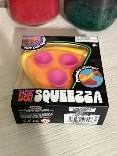 Squeezza Pizza Squishy Toy Yellow Crust Orange Cheese