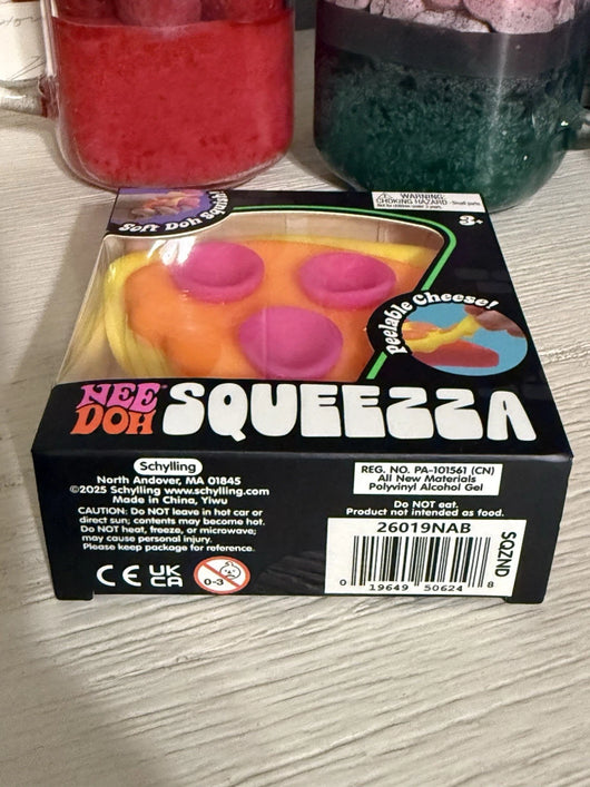 Squeezza Pizza Squishy Toy Yellow Crust Orange Cheese